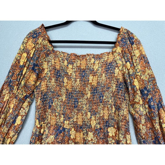 NWT Nostalgia Women’s Boho Long Sleeve Mini Orange Dress Size Large - Picture 9 of 16